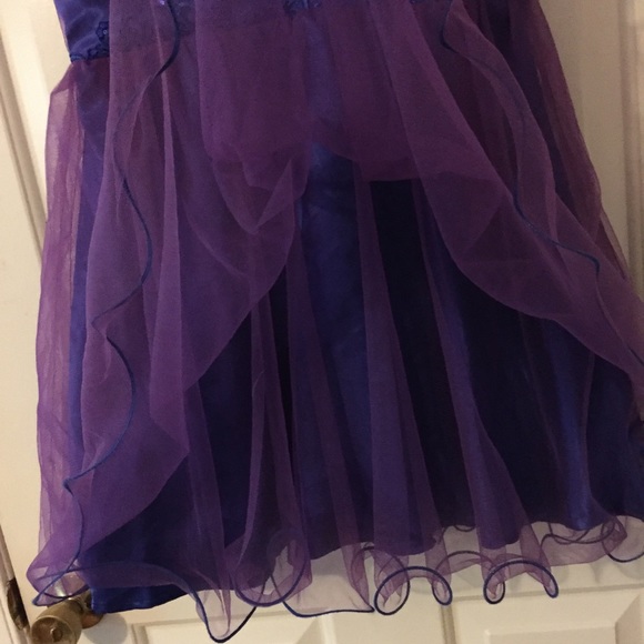 Lace Bodice Sequin Embellished Tulle Party Dress in Blue/Purple - Picture 5 of 13